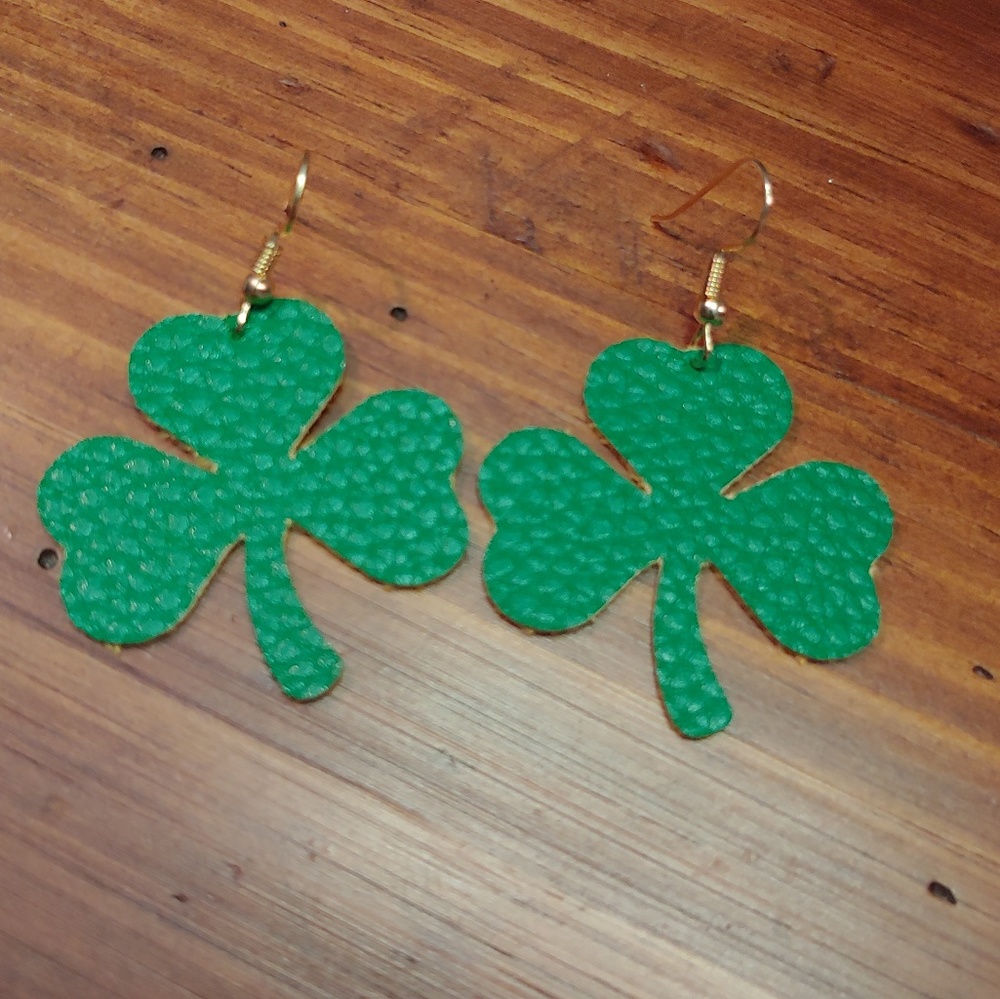 Shamrock Faux Leather Earrings
